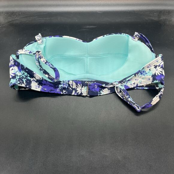 Adore Me womens 2 piece bikini swim suit size Medium blue floral high waisted - Picture 7 of 9
